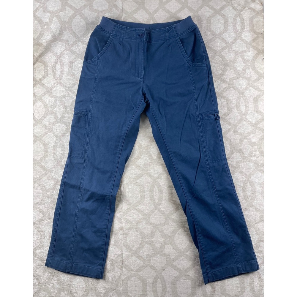 L.L. Bean Classic Fit Women 4 Regular Navy Blue Cargo Utility Pants Stretch - Picture 7 of 8